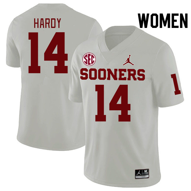Women #14 Jaydan Hardy Oklahoma Sooners 2024 SEC Conference College Football Jerseys-White